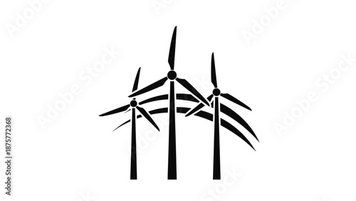 Three wind turbines generating renewable energy together.