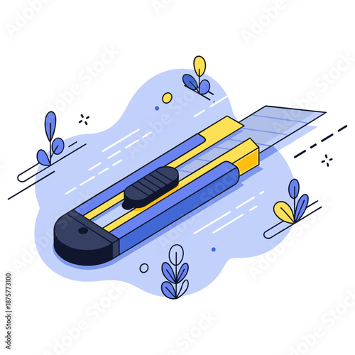 Colorful utility knife with retractable blade and decorative elements