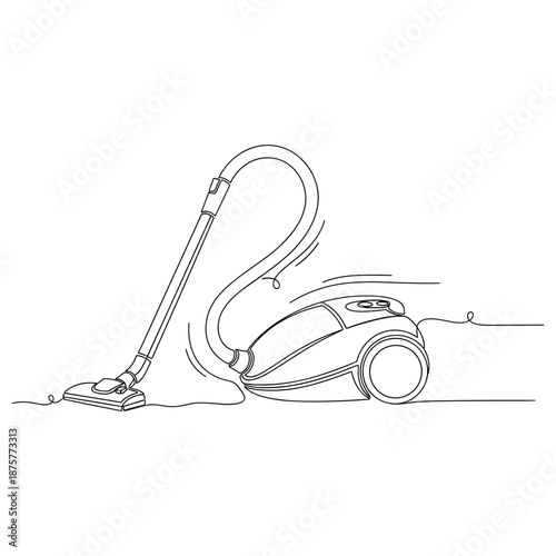 Continuous line drawing of a vacuum cleaner on carpet. No editable strokes