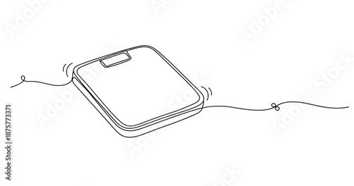 Bouncing toy robot vacuum with twirling cord on white background. No editable strokes