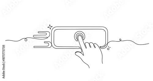 Hand touching smartphone screen for fast communication, no editable stroke