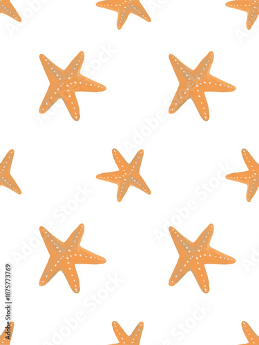 Seamless orange starfish pattern for coastal resort branding and holiday accessories
