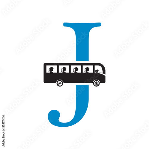 Initial Bus Travel Logo Combine With Letter J Vector Template
