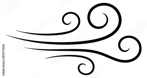 Line art illustration of wind depicting swirling movement for weather forecasts