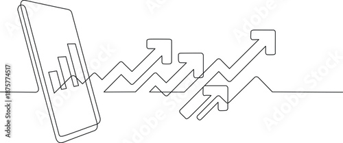 Smartphone displaying graph trends Vector