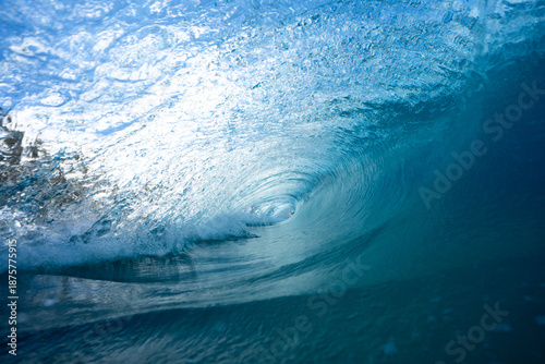 Inside a powerful ocean wave with water texture