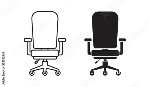 Two office chairs one outlined and one filled in