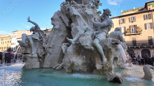 The Fountain of the Four Rivers on Piazza Navona in Rome
