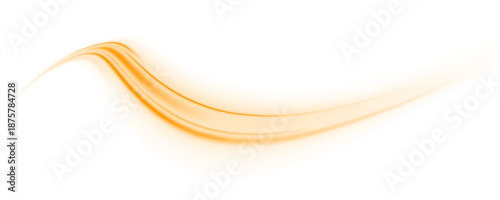 Neon yellow and orange laser lines curve along a city road. Energy wave trails, glowing motion swirls, and dynamic lines create futuristic traffic and high-speed visuals. Vector illustration PNG.