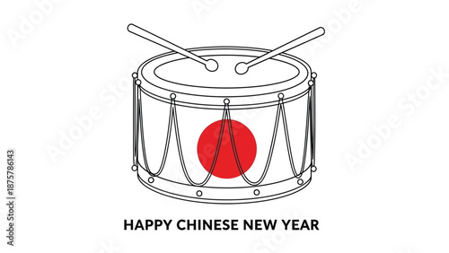 Traditional chinese drum with red lantern and drumsticks celebrating chinese new year festival with cultural heritage and traditional music