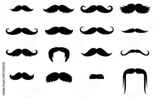 Stylized mustache set featuring different facial hair styles for costume parties