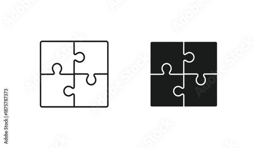 Black and white puzzle pieces in a square shape