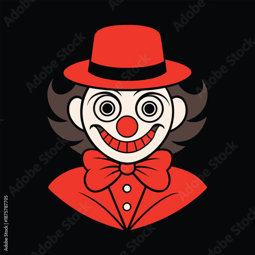 Grotesque ringmaster portrait with dramatic vintage circus style On white Background Vector illustration