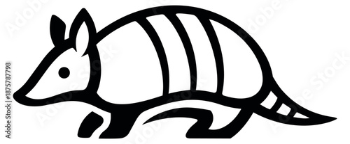Graphic line art illustration of an armadillo depicting its iconic silhouette for wildlife and animal designs