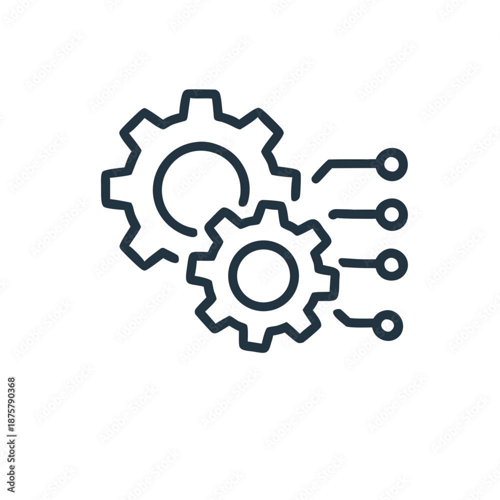 Fototapeta premium AI Automation Gears and Process Optimization Icon