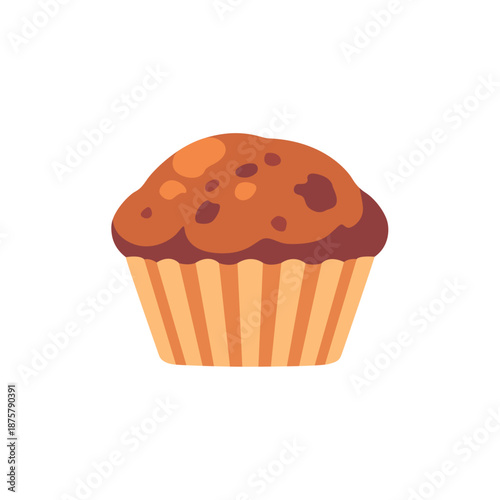Sweet muffin cupcake pastry baked dessert, flat style vector illustration