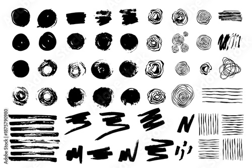 Abstract Monochrome Brush Stroke Texture Set