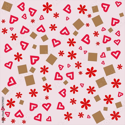 seamless pattern with hearts and gift boxes