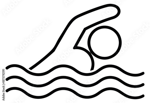 Line art illustration of a person depicting swimming motion for a sports icon