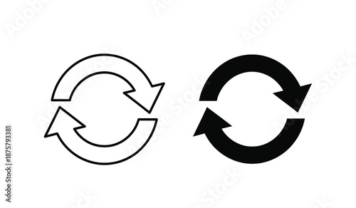 Black and white circular arrow icons for recycling or refresh concepts