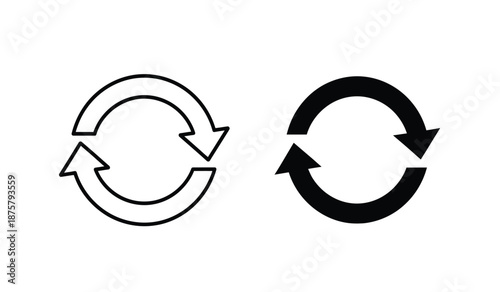 Black and white circular arrow icons for swap or exchange concepts