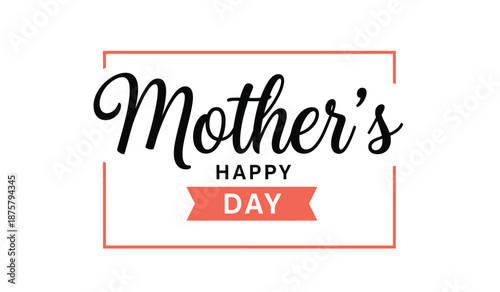 Happy mothers day greeting card with elegant black and orange design