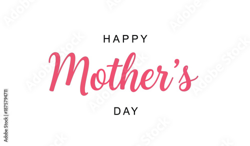 Happy mothers day greeting card with pink and black text