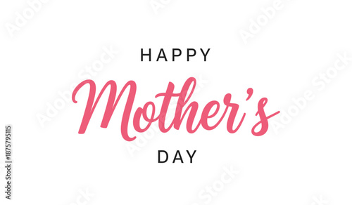 Happy mothers day greeting card with pink and black text
