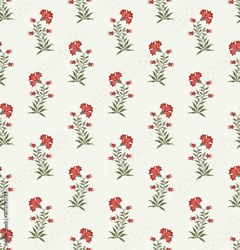 Traditional Mughal motif design illustrations seamless patterns with floral for fabric, textiles, clothing, wrapping paper.	