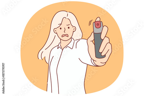 Woman threatens with pepper spray, feeling threatened by rapist violating personal boundaries