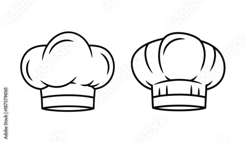 Two black line art chef hats on a pure