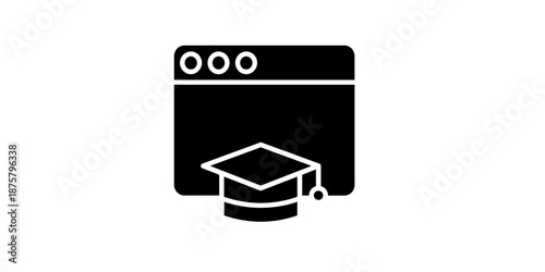Elearning graduation icon on screen for online courses