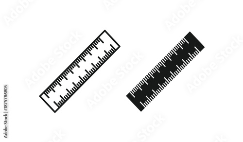 Two black rulers with inch and centimeter markings