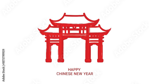 Vibrant red Chinese gate for Happy New Year celebrations