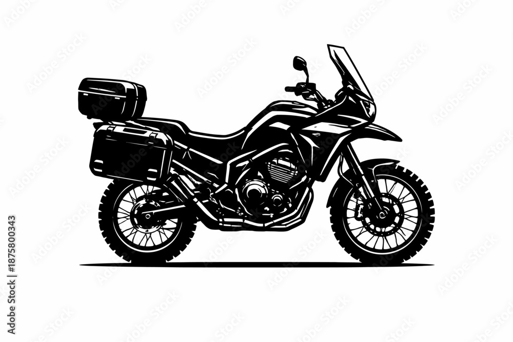 Obraz premium Adventure motorcycle with luggage for travel and exploration