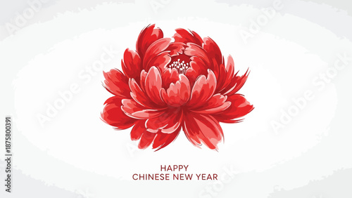 Vibrant red flower celebrating Happy Chinese New Year