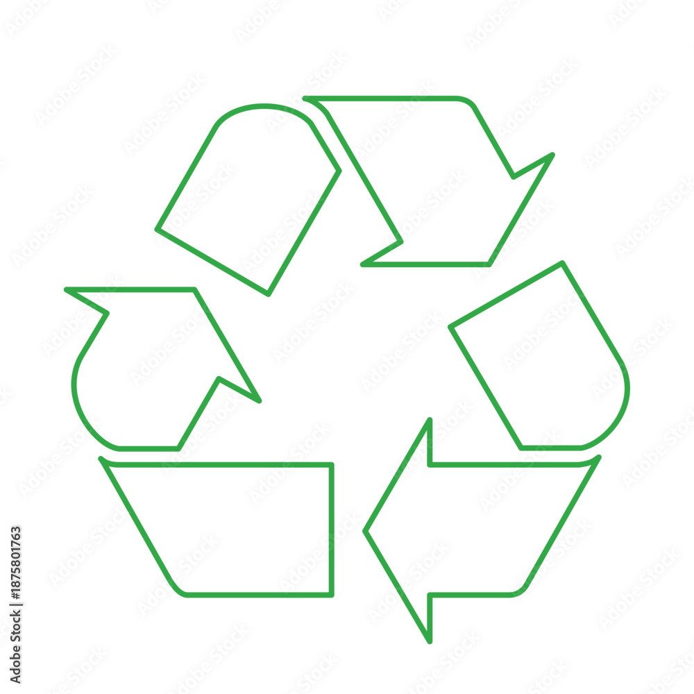 Naklejka premium recycle sign line style flat symbol icon simple vector