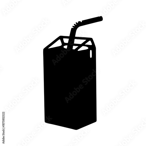 Stock vector illustration of juice box with straw drink carton packaging isolated design element