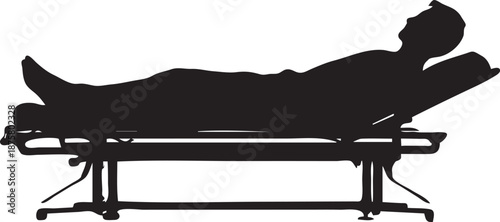 Patient Lying on Hospital Stretcher Silhouette