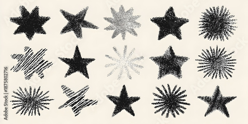 Pastel crayon star shapes and childish doodle sparks on a soft brush texture background abstract creative pattern