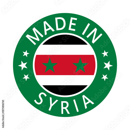 Free Download Syria Made in Stamp in circle with flag Vector template on white background - GFXLoad