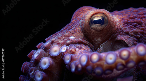 Close-Up of an Octopus Head with Suckers