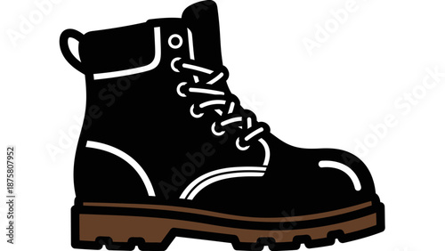 Black Work Boot with White Laces.