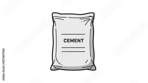 Cement Bag Illustration on White Background.