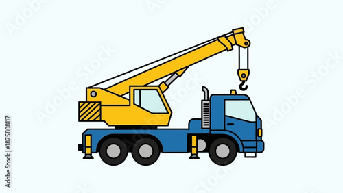 Crane Truck Heavy Machinery Vehicle Illustration.