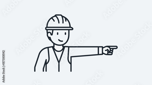 Engineer in Hard Hat Pointing Direction.