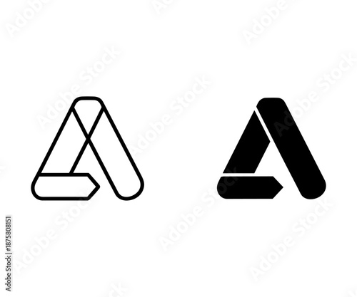 Two stylized uppercase letter A symbols in black and white