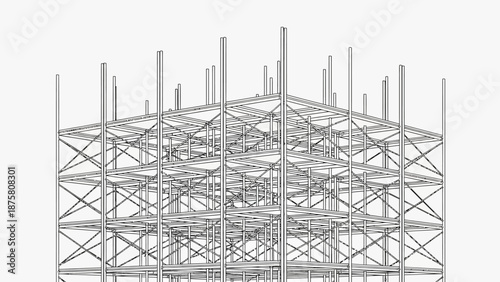 Metal Scaffold Structure Under Construction.