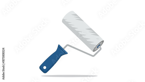 Paint Roller with Blue Handle Isolated.