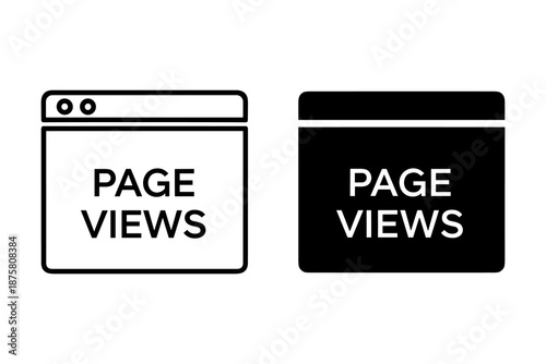 Two browser windows displaying page views text in black and white